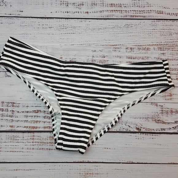 New* Black & White Striped Cheeky Bikini Bottom | XL | NWOT - Picture 1 of 8
